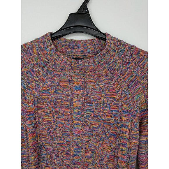 Gap Chunky Knit Sweater Women Size S Tall Pullover Fisherman Rainbow Y2K Cottage - Picture 3 of 8